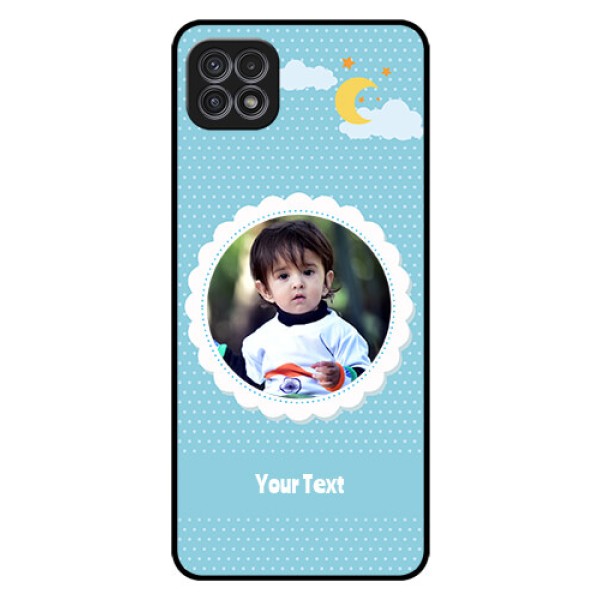 Galaxy A22 5G Personalised Glass Phone Case - Violet Pattern Design