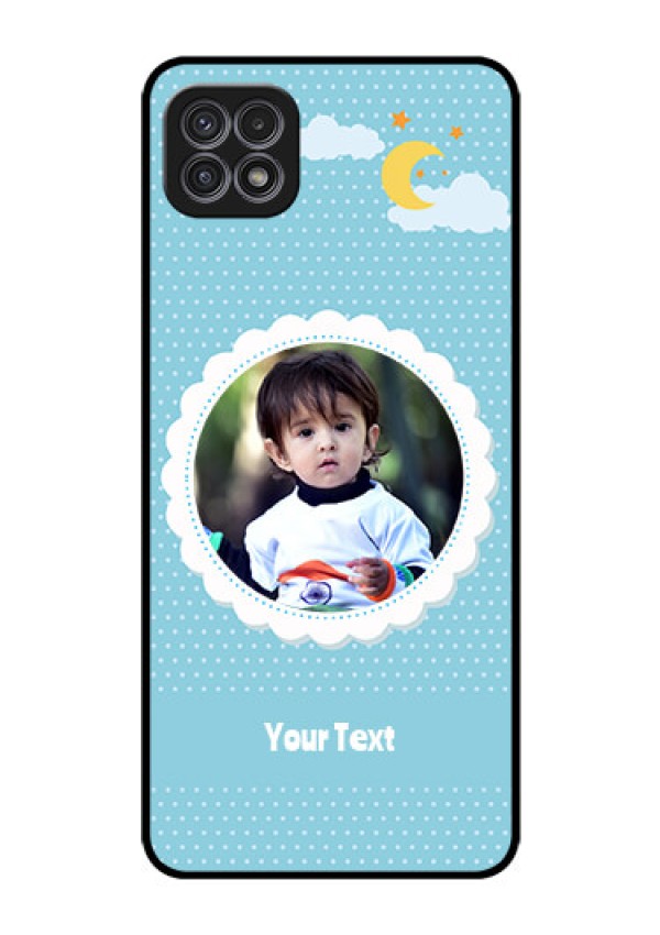 Galaxy A22 5G Personalised Glass Phone Case - Violet Pattern Design