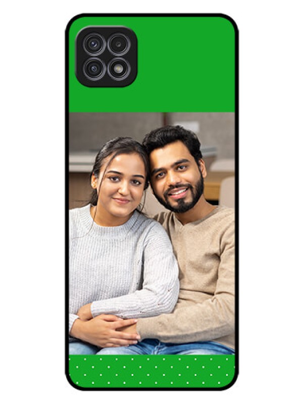Custom Galaxy A22 5G Personalized Glass Phone Case - Green Pattern Design