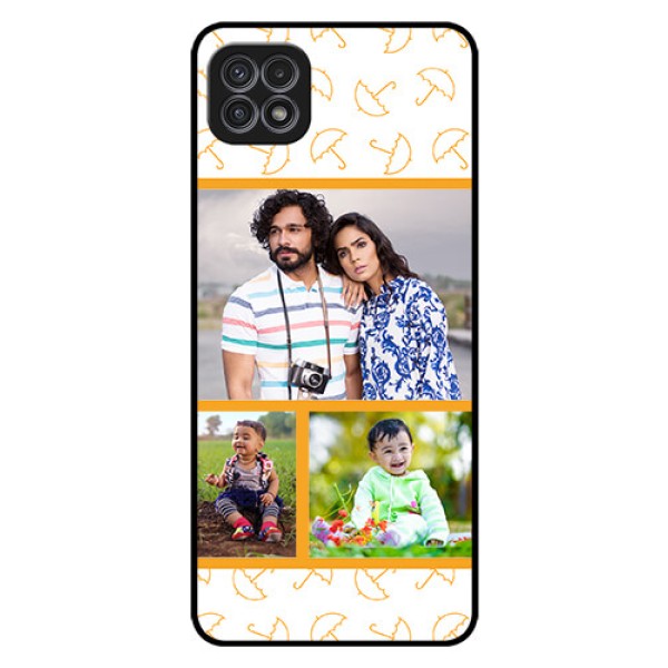 Galaxy A22 5G Custom Glass Mobile Case - Yellow Pattern Design