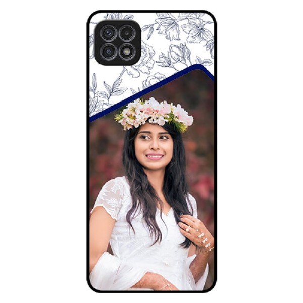 Galaxy A22 5G Personalized Glass Phone Case - Premium Floral Design