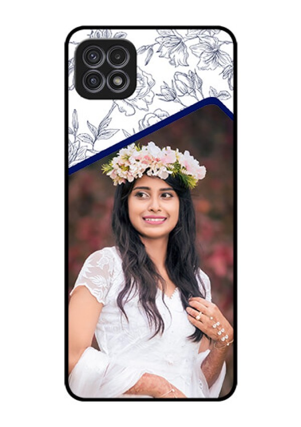 Galaxy A22 5G Personalized Glass Phone Case - Premium Floral Design
