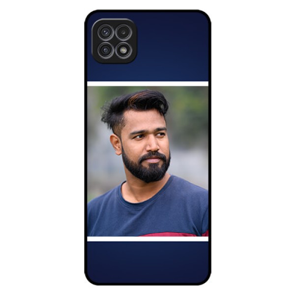 Galaxy A22 5G Personalized Glass Phone Case - Simple Royal Blue Design Galaxy A22 5G Personalized Glass Phone Case - Simple Royal Blue Design