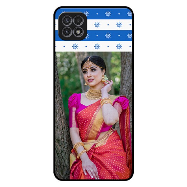 Galaxy A22 5G Photo Printing on Glass Case - Snow Pattern Design