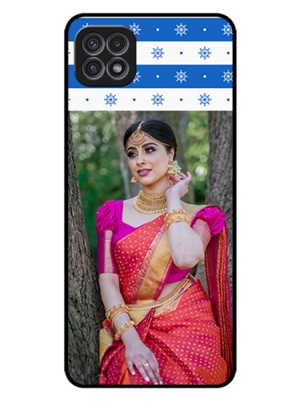 Custom Galaxy A22 5G Photo Printing on Glass Case - Snow Pattern Design