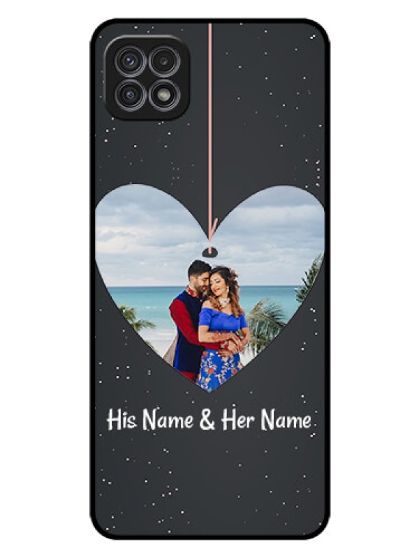 Custom Galaxy A22 5G Custom Glass Phone Case - Hanging Heart Design