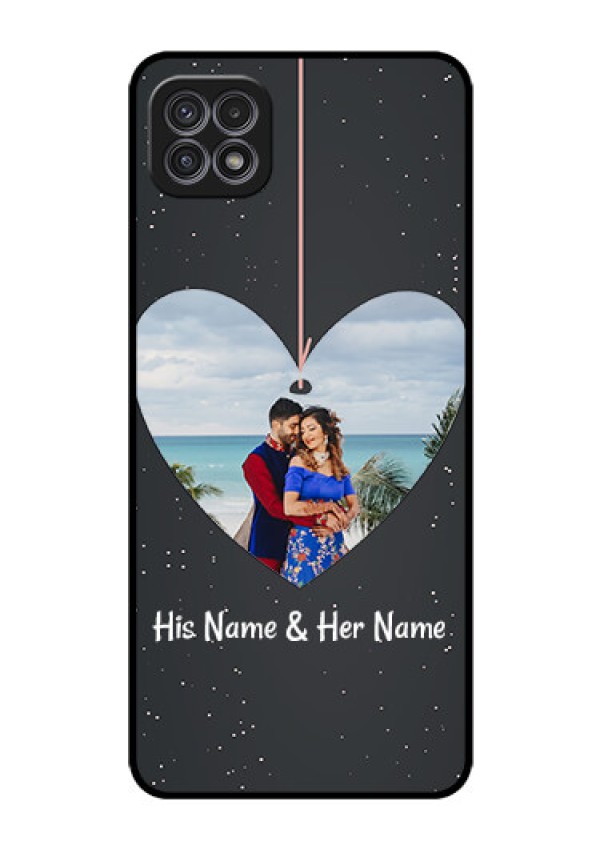 Galaxy A22 5G Custom Glass Phone Case - Hanging Heart Design