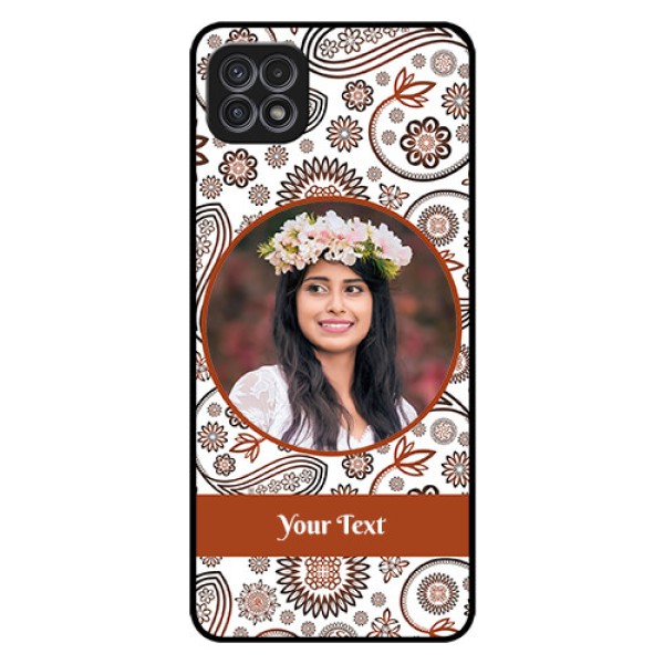 Galaxy A22 5G Custom Glass Mobile Case - Abstract Floral Design 