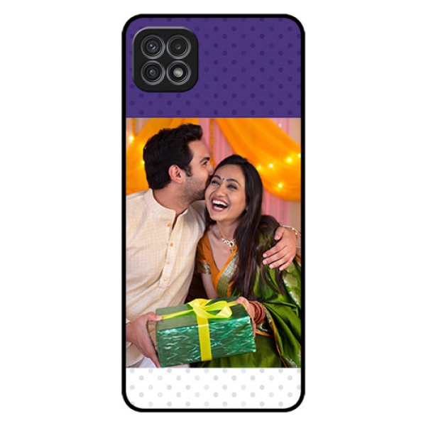 Galaxy A22 5G Personalized Glass Phone Case - Violet Pattern Design Galaxy A22 5G Personalized Glass Phone Case - Violet Pattern Design