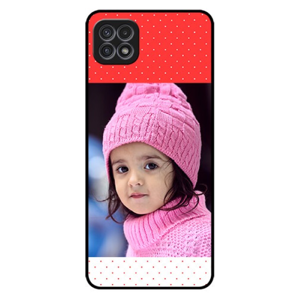 Galaxy A22 5G Photo Printing on Glass Case - Red Pattern Design