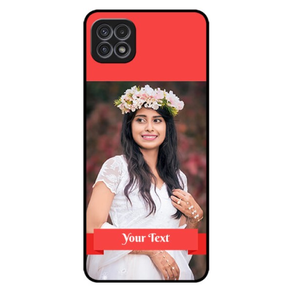 Galaxy A22 5G Custom Glass Phone Case - Simple Red Color Design Galaxy A22 5G Custom Glass Phone Case - Simple Red Color Design