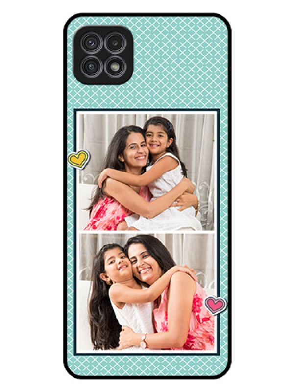 Custom Galaxy A22 5G Custom Glass Phone Case - 2 Image Holder with Pattern Design