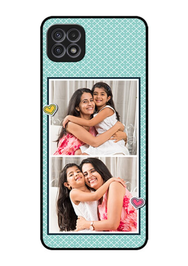 Galaxy A22 5G Custom Glass Phone Case - 2 Image Holder with Pattern Design