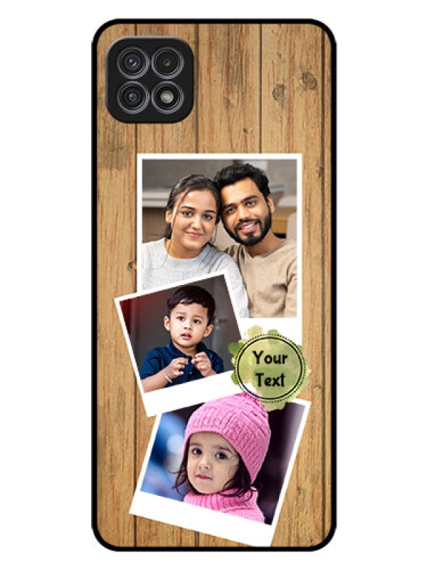 Custom Galaxy A22 5G Custom Glass Phone Case - Wooden Texture Design