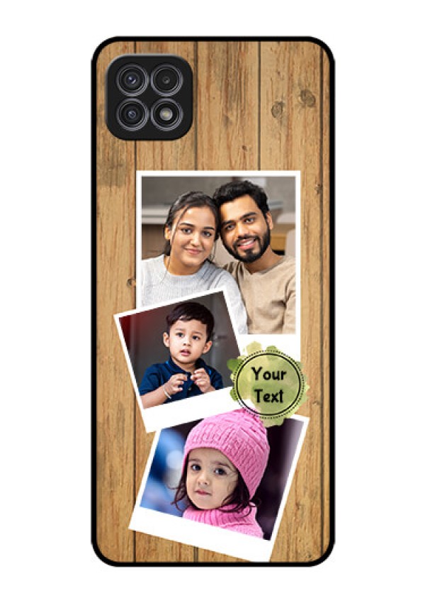 Galaxy A22 5G Custom Glass Phone Case - Wooden Texture Design