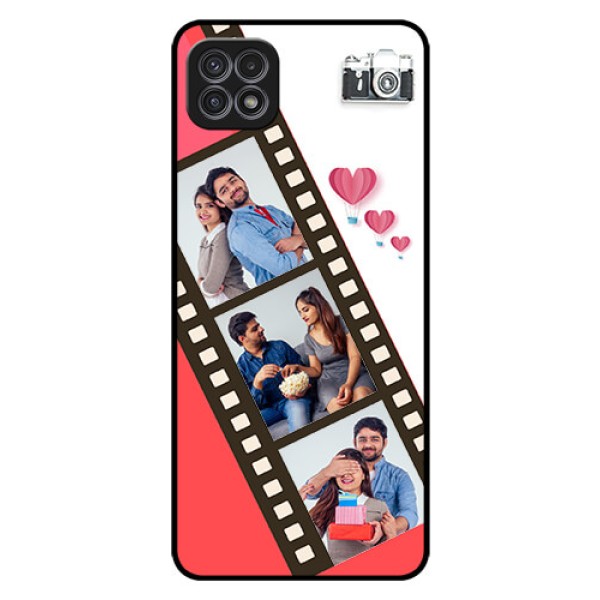 Galaxy A22 5G Personalized Glass Phone Case - 3 Image Holder with Film Reel Galaxy A22 5G Personalized Glass Phone Case - 3 Image Holder with Film Reel