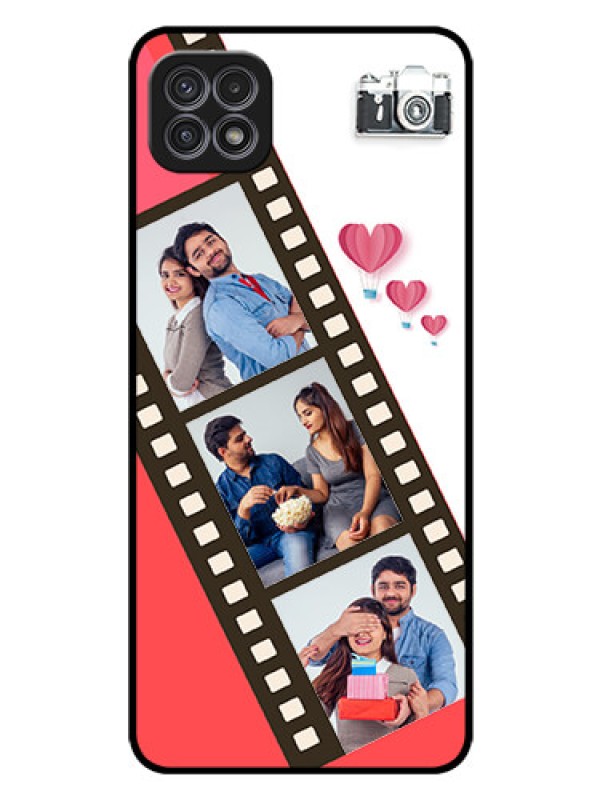 Custom Galaxy A22 5G Personalized Glass Phone Case - 3 Image Holder with Film Reel