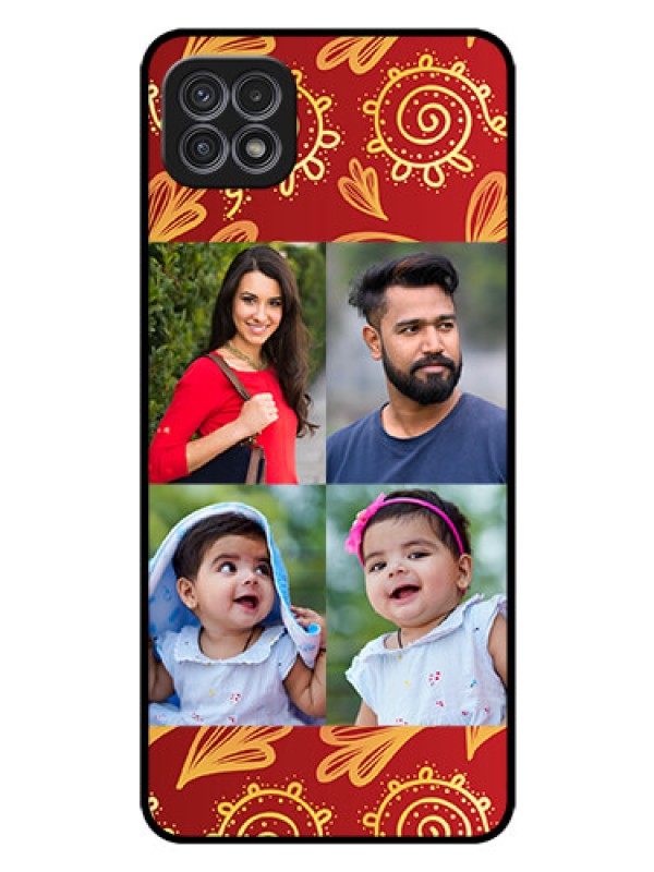 Custom Galaxy A22 5G Photo Printing on Glass Case - 4 Image Traditional Design