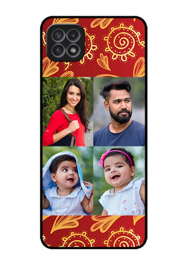 Galaxy A22 5G Photo Printing on Glass Case - 4 Image Traditional Design