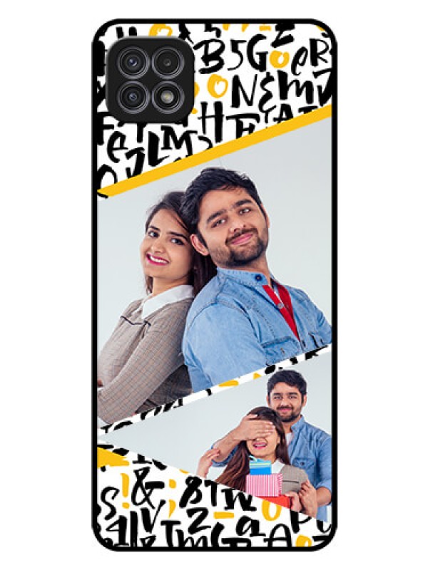 Custom Galaxy A22 5G Custom Glass Mobile Case - Letters Pattern Design