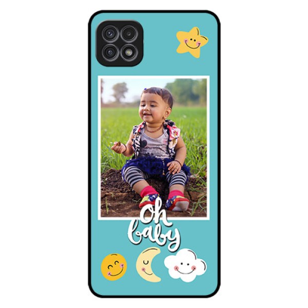 Galaxy A22 5G Personalized Glass Phone Case - Smiley Kids Stars Design Galaxy A22 5G Personalized Glass Phone Case - Smiley Kids Stars Design