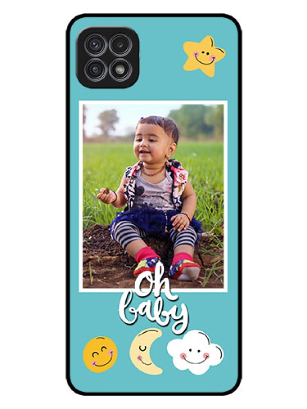 Custom Galaxy A22 5G Personalized Glass Phone Case - Smiley Kids Stars Design