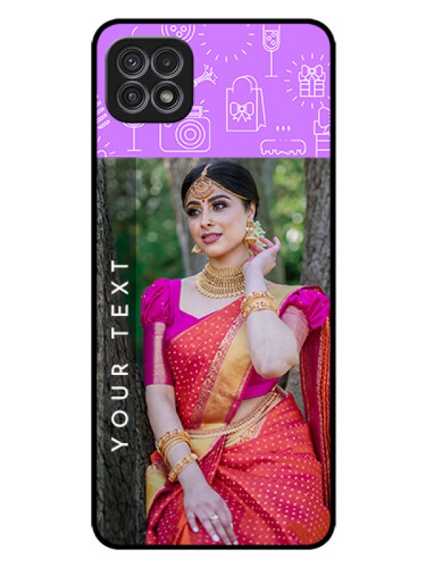 Custom Galaxy A22 5G Custom Glass Mobile Case - Birthday Icons Design