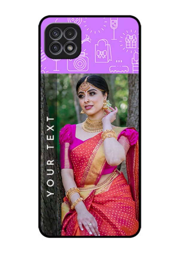 Galaxy A22 5G Custom Glass Mobile Case - Birthday Icons Design
