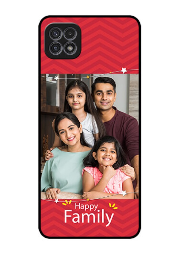 Galaxy A22 5G Personalized Glass Phone Case - Happy Family Design