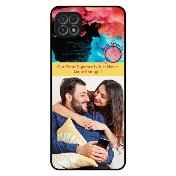 Galaxy A22 5G Custom Glass Mobile Case - Quote with Acrylic Painting Design Galaxy A22 5G Custom Glass Mobile Case - Quote with Acrylic Painting Design