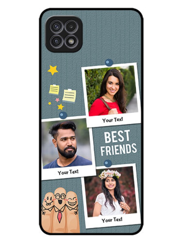 Custom Galaxy A22 5G Personalized Glass Phone Case - Sticky Frames and Friendship Design