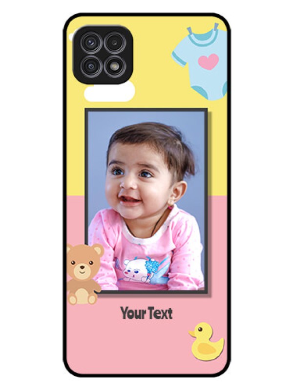 Custom Galaxy A22 5G Photo Printing on Glass Case - Kids 2 Color Design