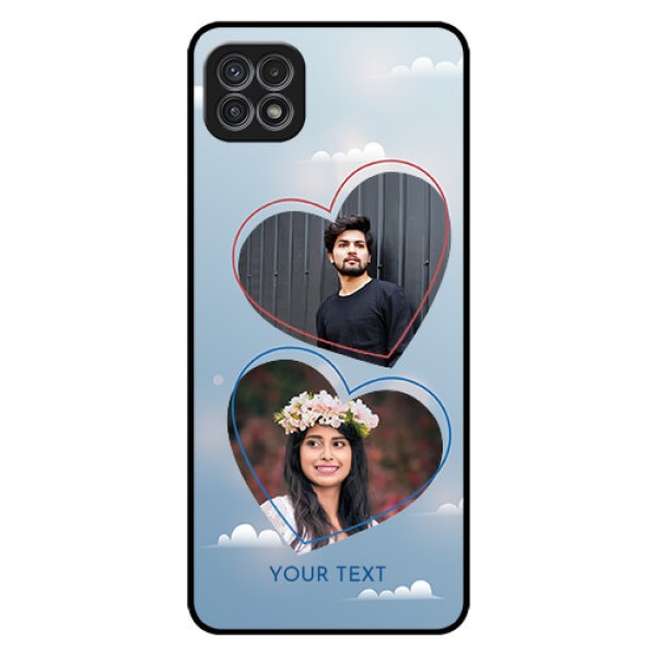 Galaxy A22 5G Custom Glass Mobile Case - Blue Color Couple Design 