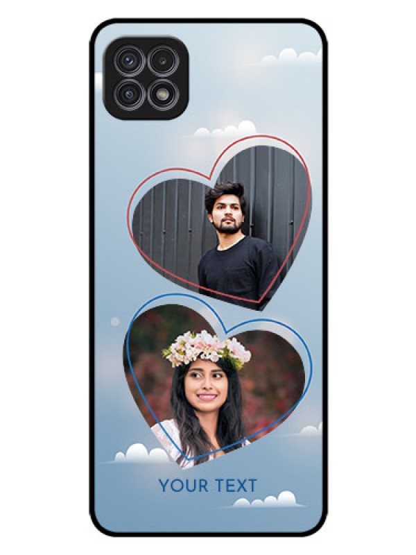 Custom Galaxy A22 5G Custom Glass Mobile Case - Blue Color Couple Design 