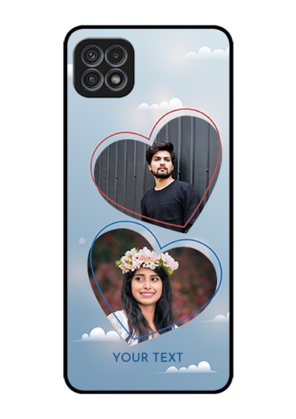 Galaxy A22 5G Custom Glass Mobile Case - Blue Color Couple Design 