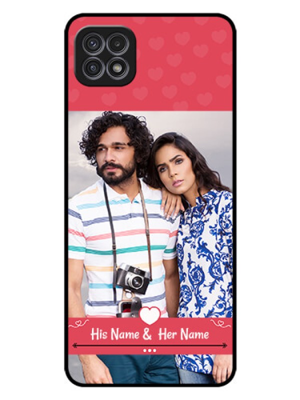 Custom Galaxy A22 5G Photo Printing on Glass Case - Simple Love Design