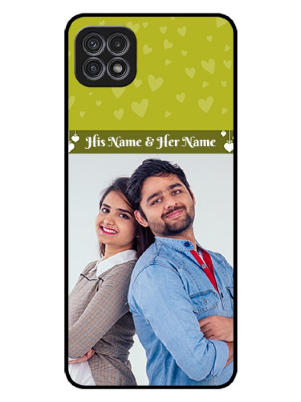 Custom Galaxy A22 5G Custom Glass Phone Case - You & Me Heart Design