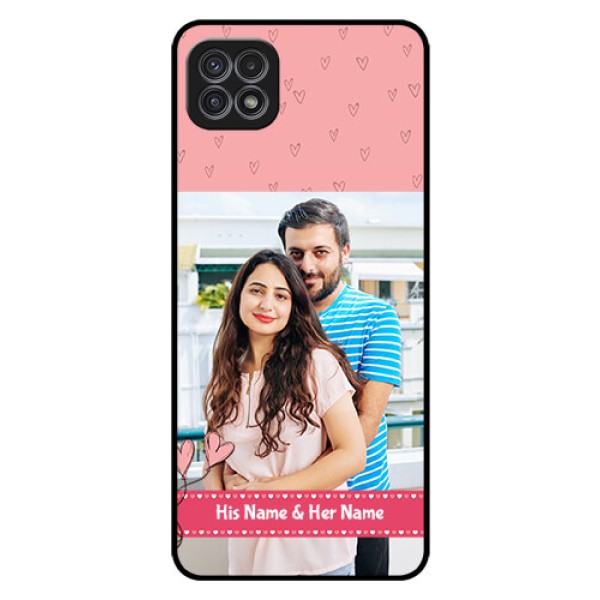Galaxy A22 5G Personalized Glass Phone Case - Love Design Peach Color