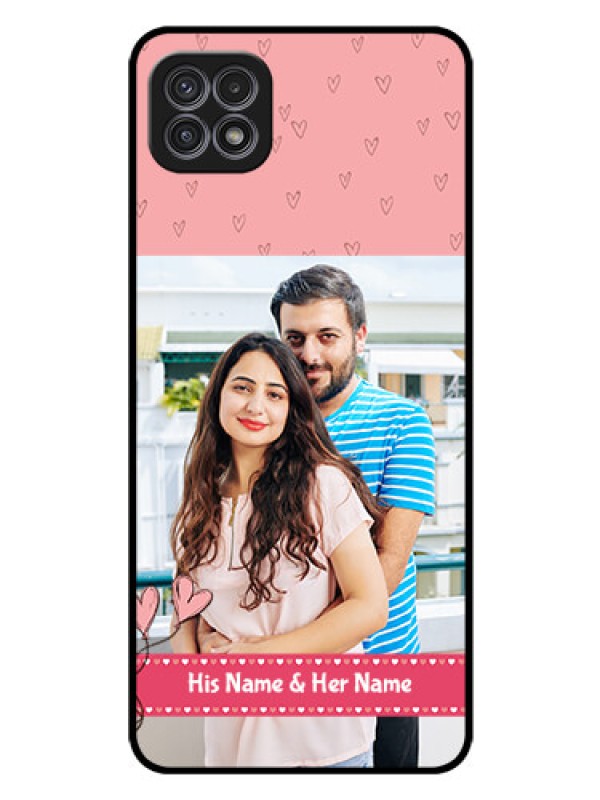 Custom Galaxy A22 5G Personalized Glass Phone Case - Love Design Peach Color