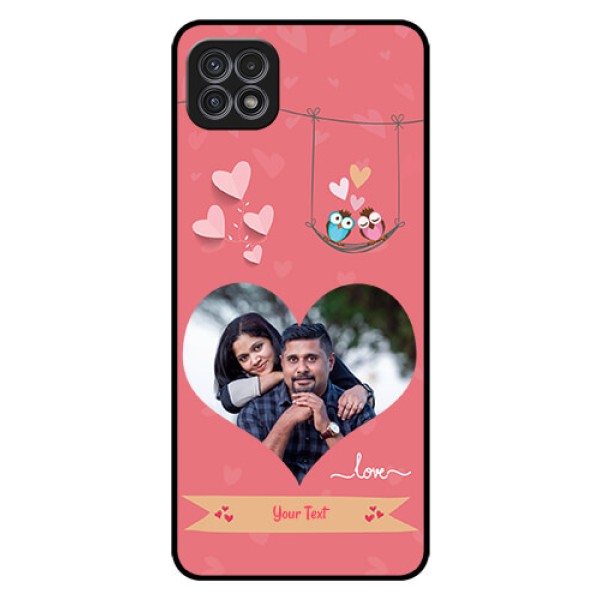 Galaxy A22 5G Personalized Glass Phone Case - Peach Color Love Design 