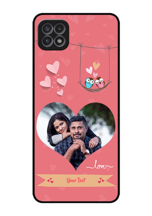 Galaxy A22 5G Personalized Glass Phone Case - Peach Color Love Design 