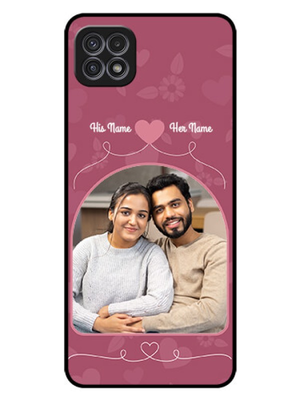 Custom Galaxy A22 5G Photo Printing on Glass Case - Love Floral Design