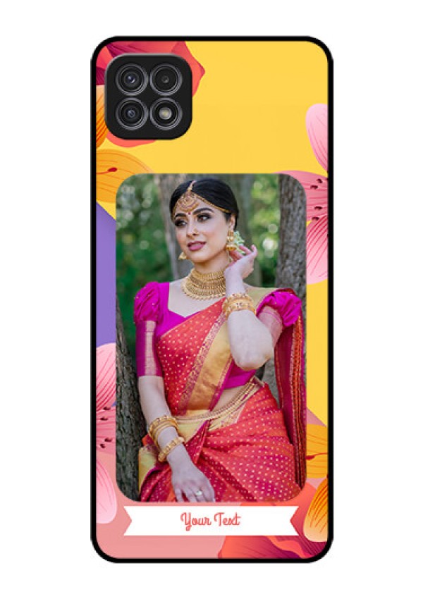 Galaxy A22 5G Custom Glass Mobile Case - 3 Image With Vintage Floral Design