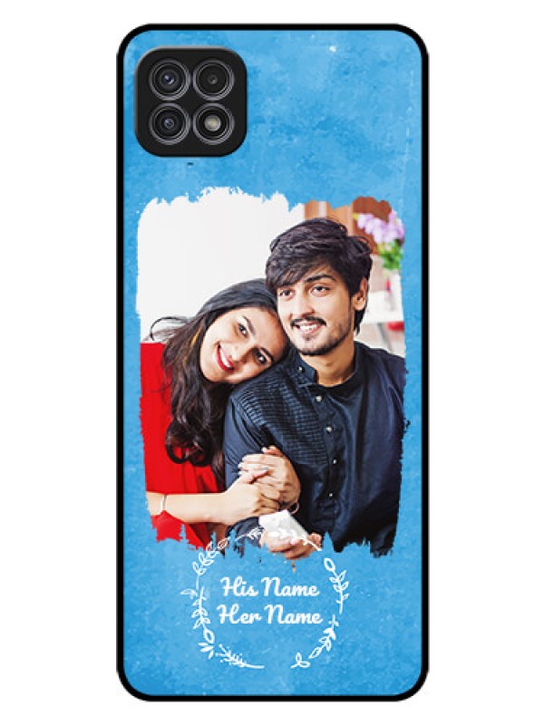 Custom Galaxy A22 5G Custom Glass Phone Case - Blue Color Vintage Design