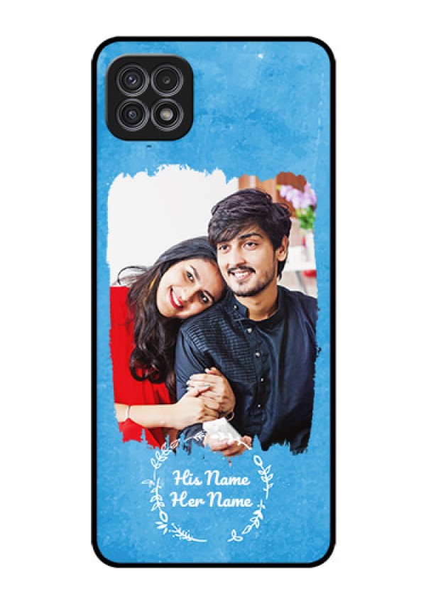 Galaxy A22 5G Custom Glass Phone Case - Blue Color Vintage Design