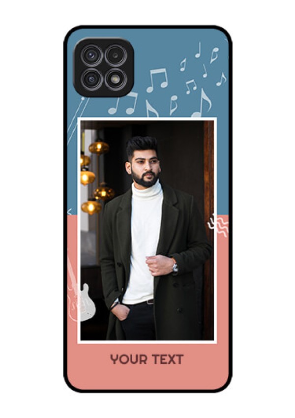 Galaxy A22 5G Photo Printing on Glass Case - with Color Musical Note Design