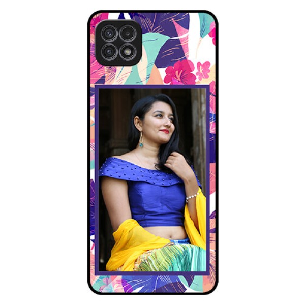 Galaxy A22 5G Custom Glass Mobile Case - Abstract Floral Design