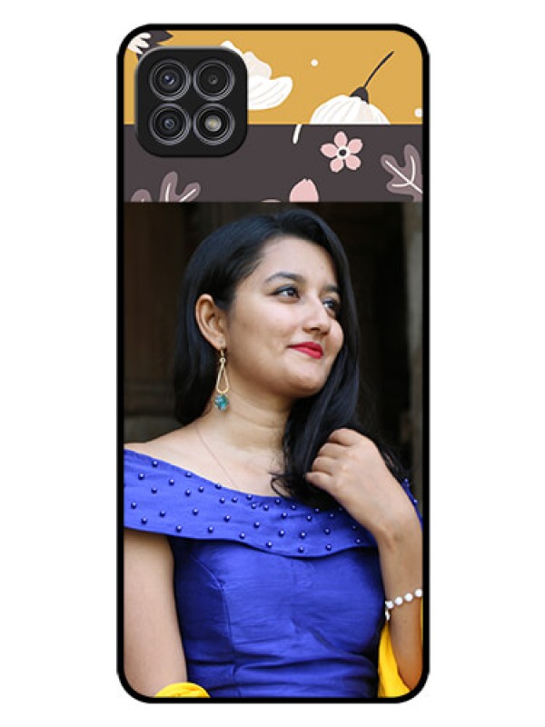 Custom Galaxy A22 5G Custom Glass Phone Case - Stylish Floral Design