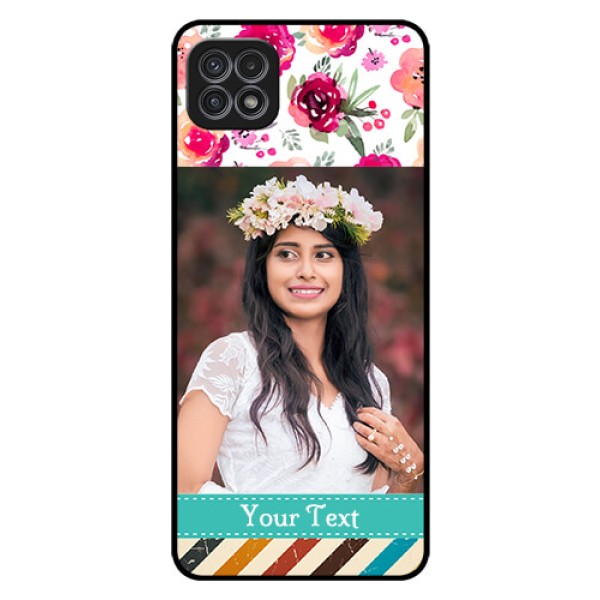 Galaxy A22 5G Custom Glass Phone Case - Watercolor Floral Design