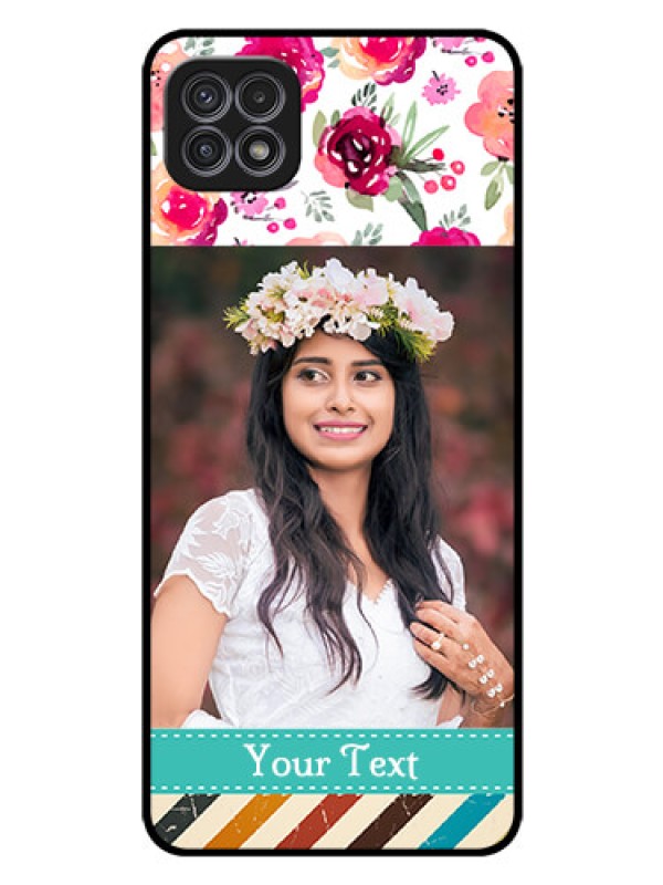 Custom Galaxy A22 5G Custom Glass Phone Case - Watercolor Floral Design